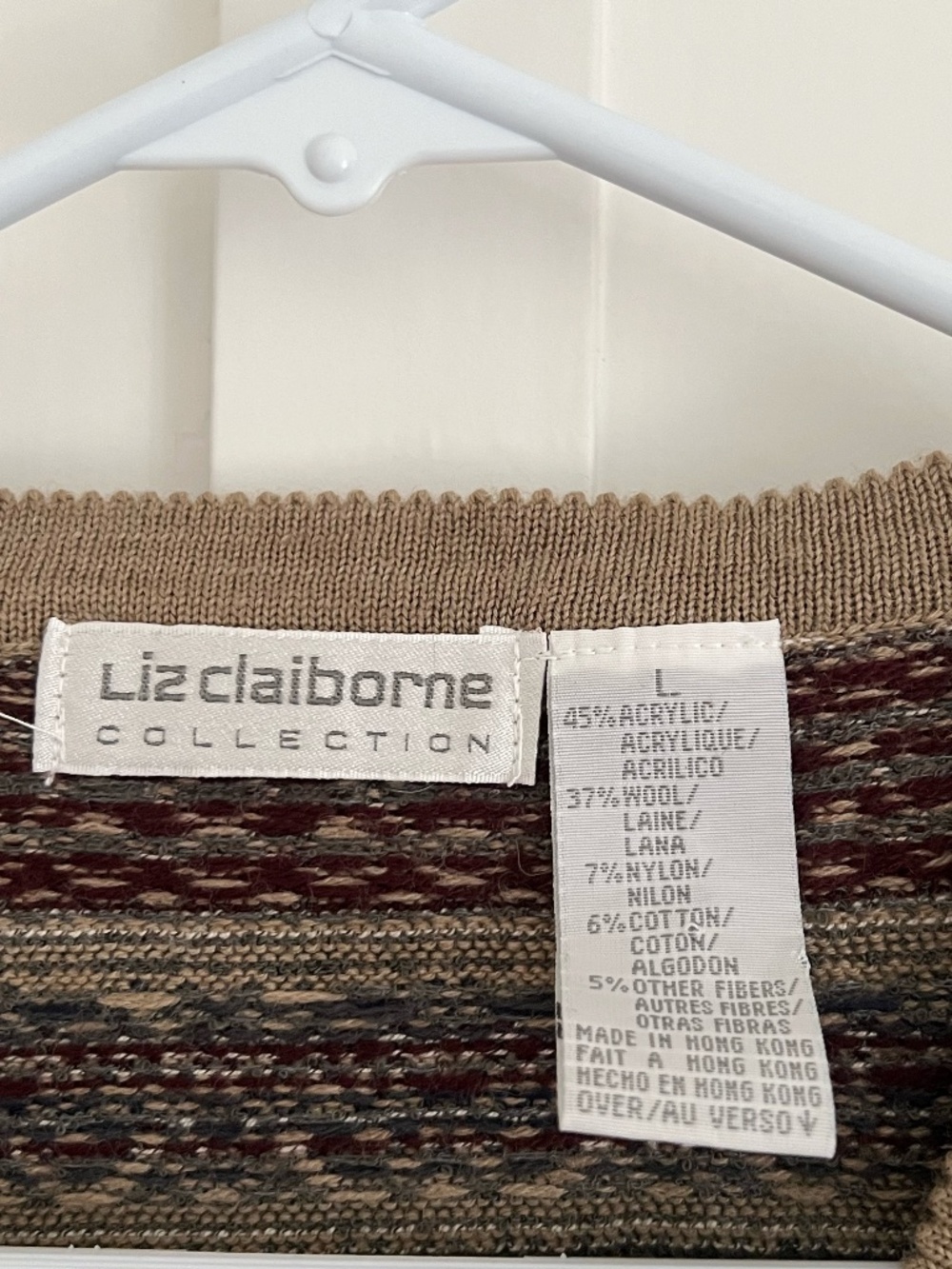 Liz Claiborne Fair Isle Sweater Vest Wool Blend Button Front Grandpa Core L - Picture 5 of 5